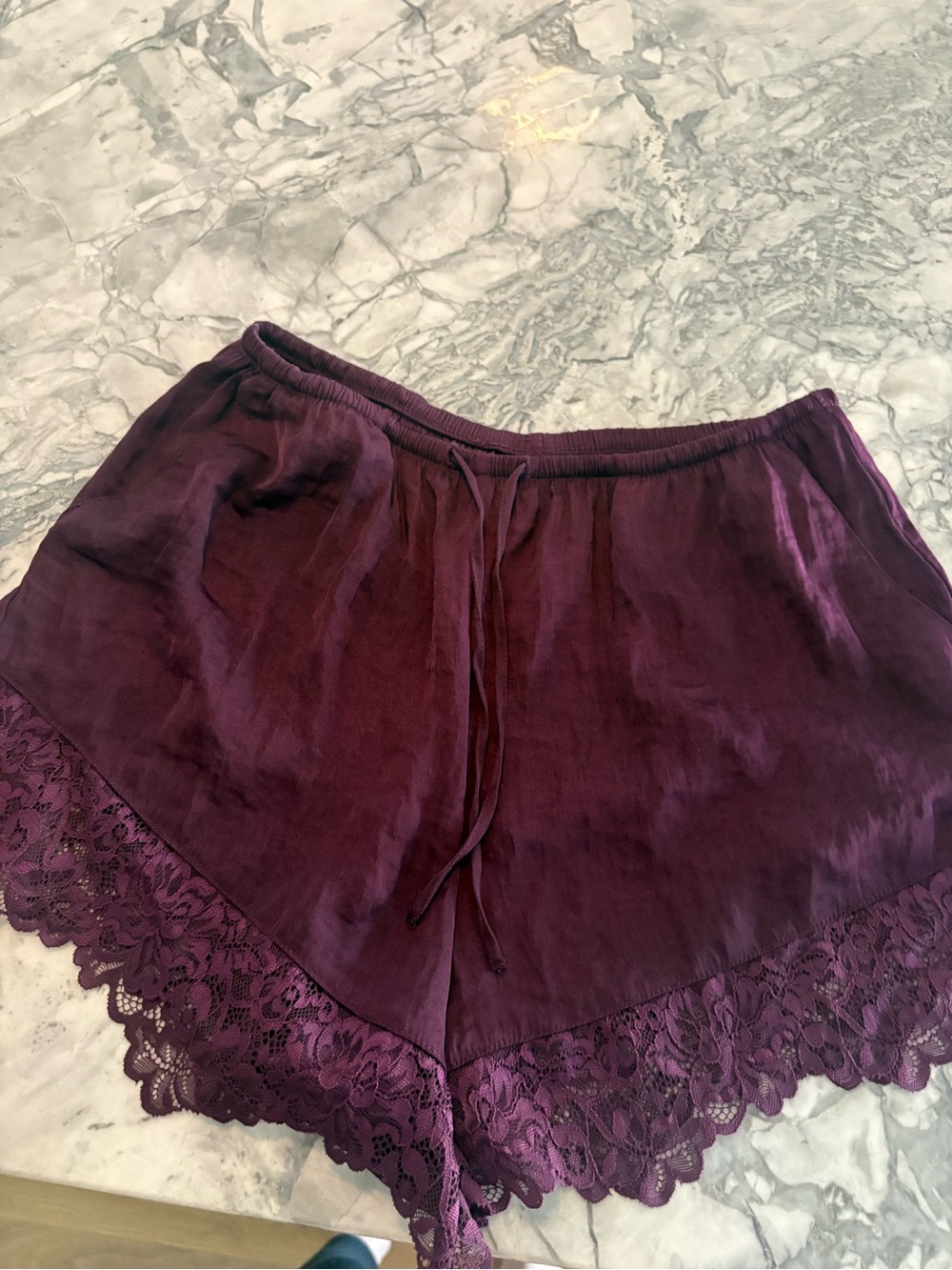 New Auden Target brand Women's Plum Lace satin Trim Sleep Shorts